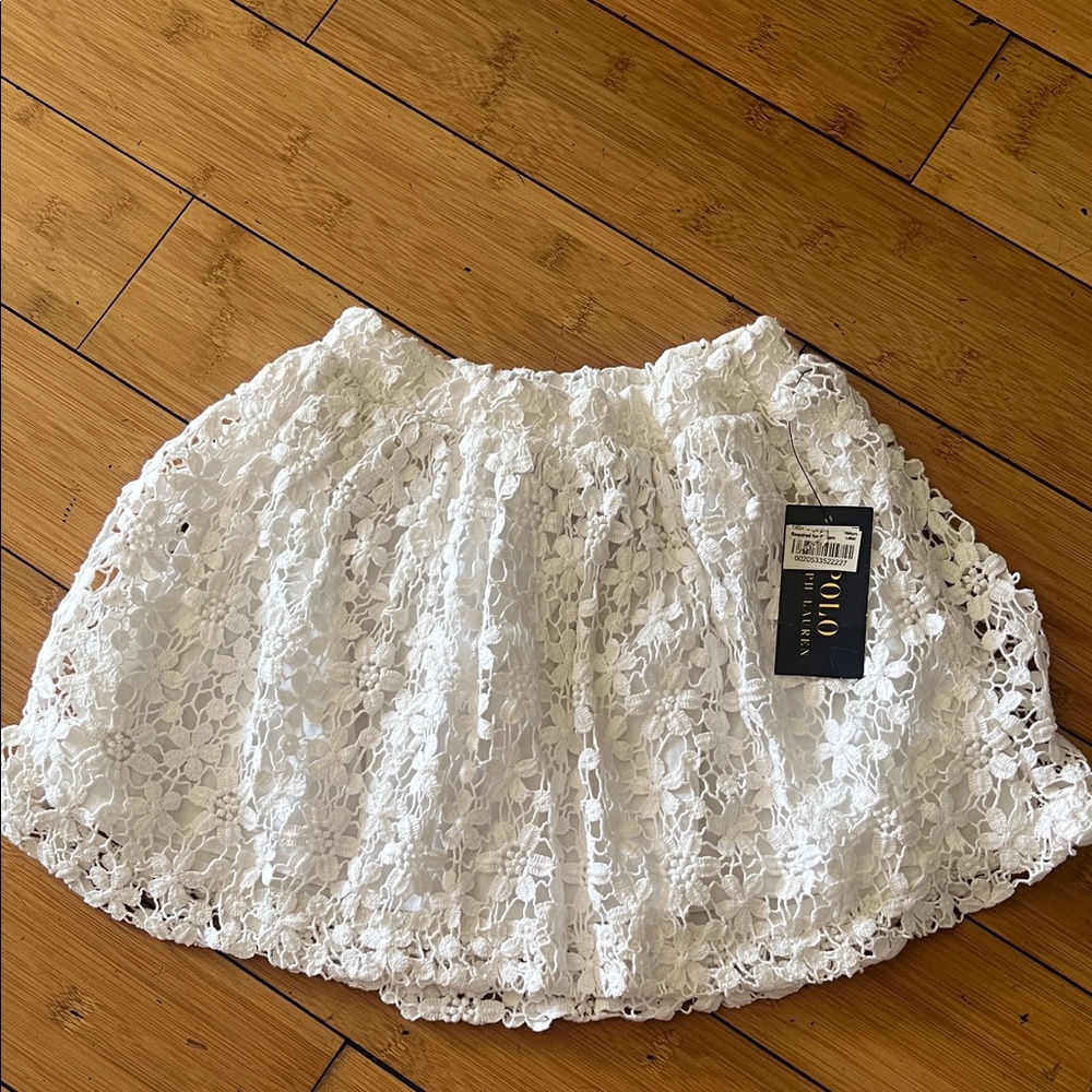 Charming White Floral Lace Skirt for Kids